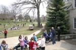 Students waiting for power postings.